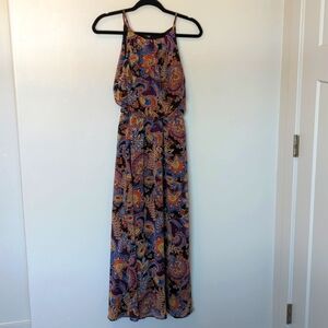 Tacera Floral Boho Hippie Flowy Spaghetti‎ Strap Maxi Dress S